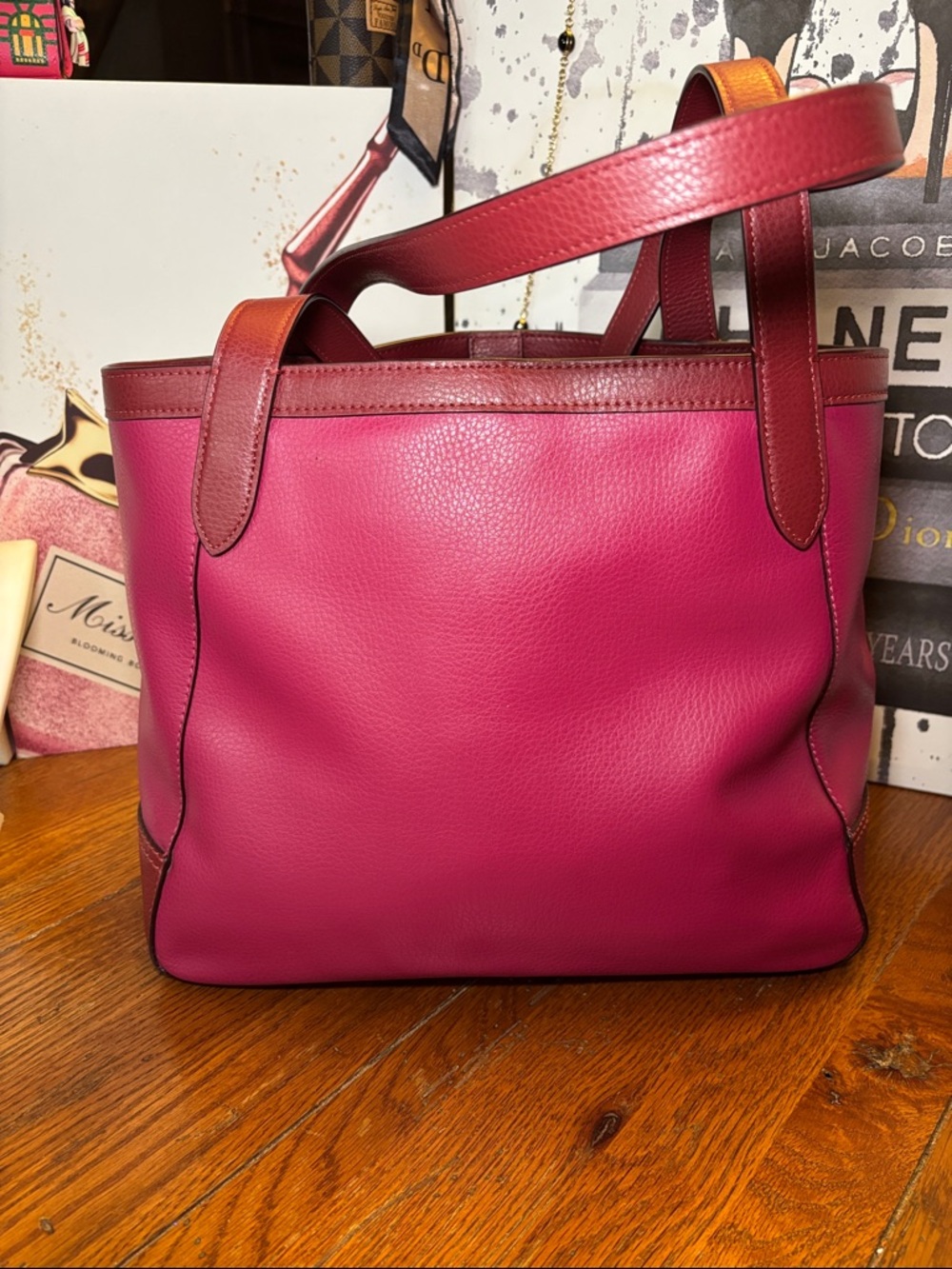 Coach Mollie Tote in Refined Pebble Leather with Horse & Carriage - Berry Multi - Picture 4 of 9